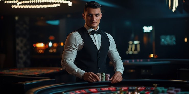 Live blackjack table showing dealer, cards, and multi-camera studio setup on okejudi login